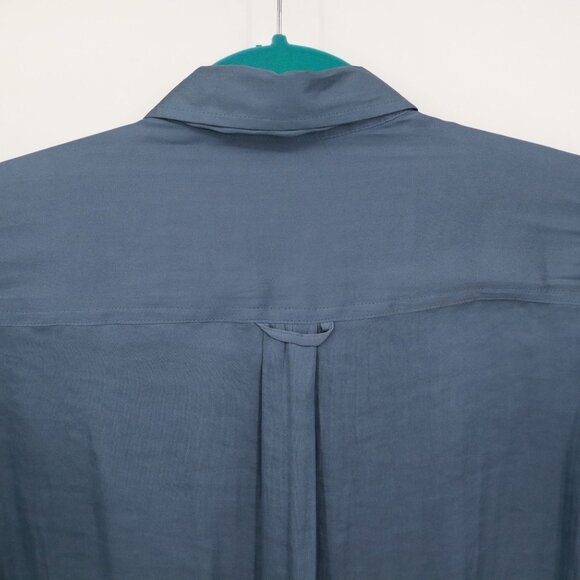Banana Republic Satin Shirt Women SP Blue Prep Polished Classic Academia Career - Picture 10 of 16